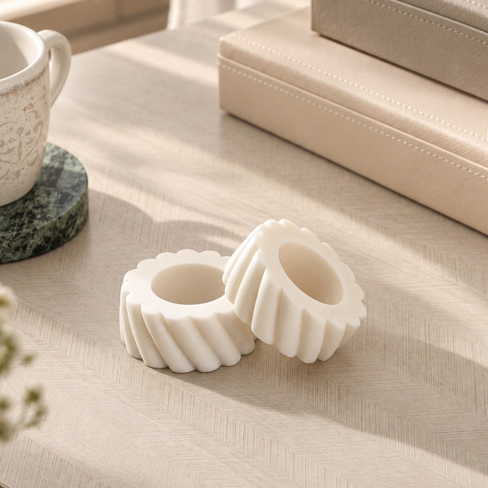 Fides Marble Napkin Rings, Set of 2 - White