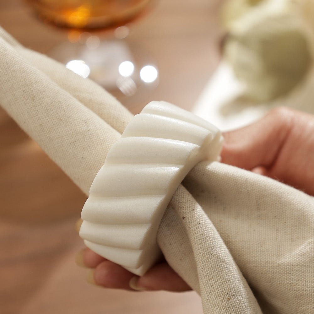 Fides Marble Napkin Rings, Set of 2 - White