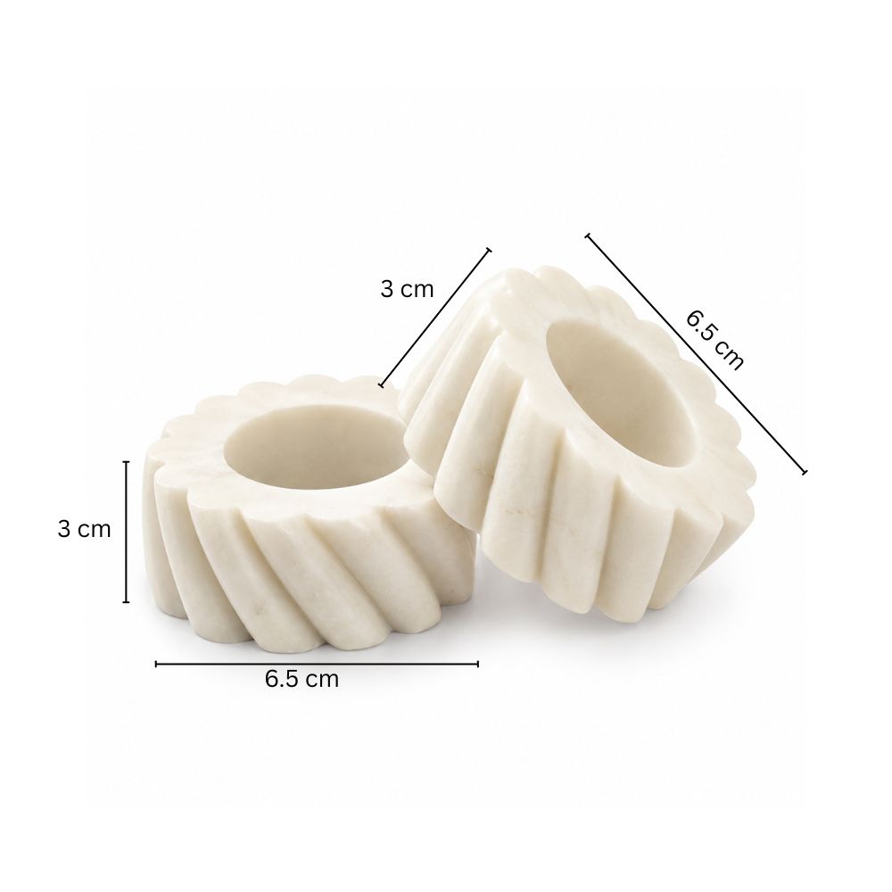Fides Marble Napkin Rings, Set of 2 - White