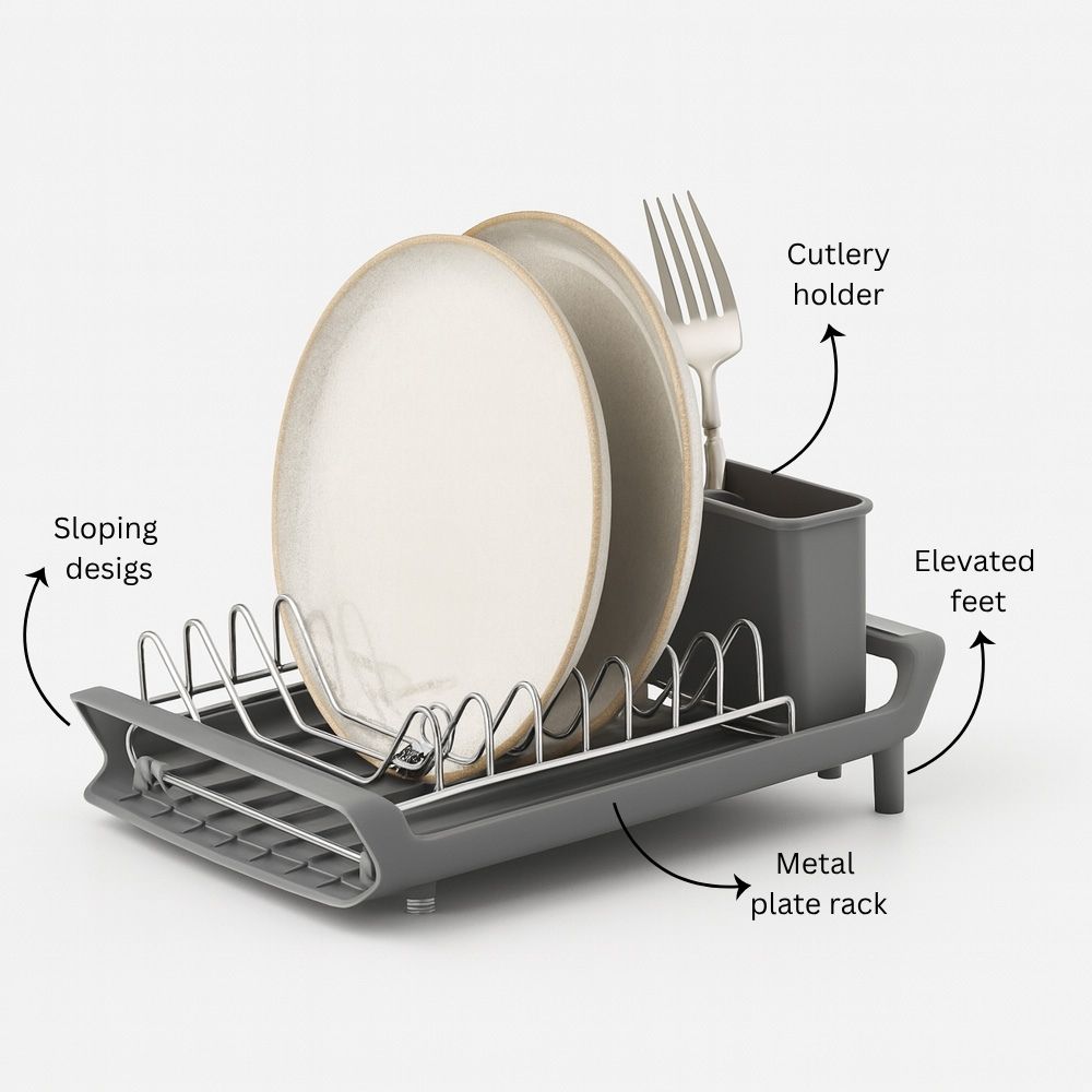 Fina Slim Expandable Dish Rack - Grey