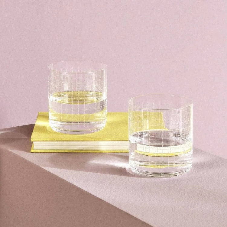 Finesse Grid Whiskey SOF Tumblers 300ml, Set of 4