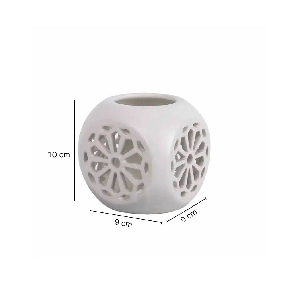 Fiore Ceramic Tealight Holder Small - White