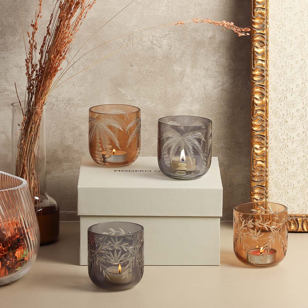 Firework and Palm Votives, 4-Piece Gift Set