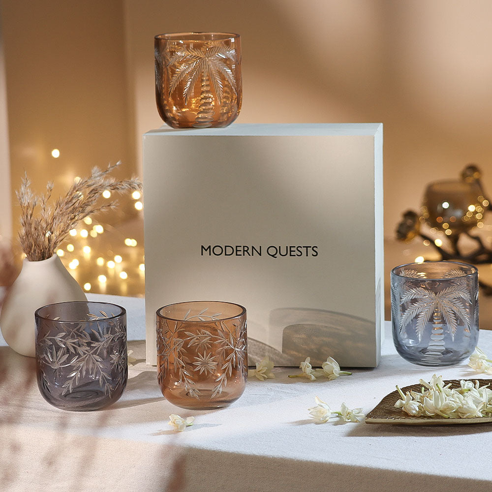 Firework and Palm Votives, 4-Piece Gift Set