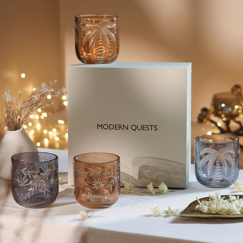 Firework and Palm Votives, 4-Piece Gift Set