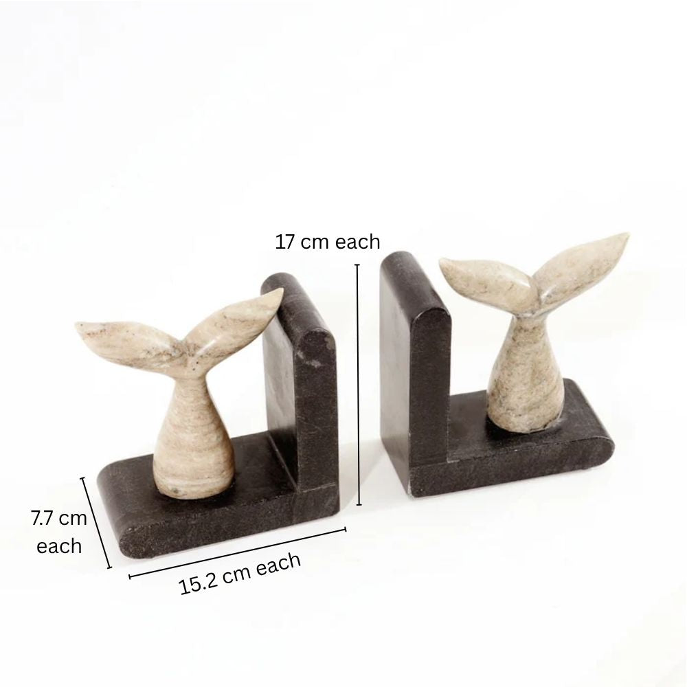 Fishtail Marble Bookends, Set of 2 - Desert Black