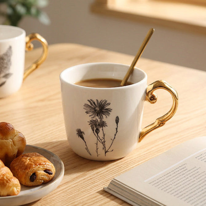 Flora Ceramic Mug White - Daisy