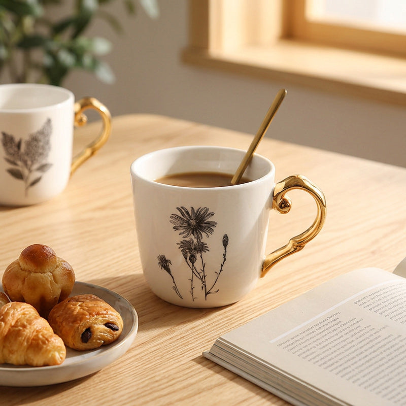 Flora Ceramic Mug White - Daisy