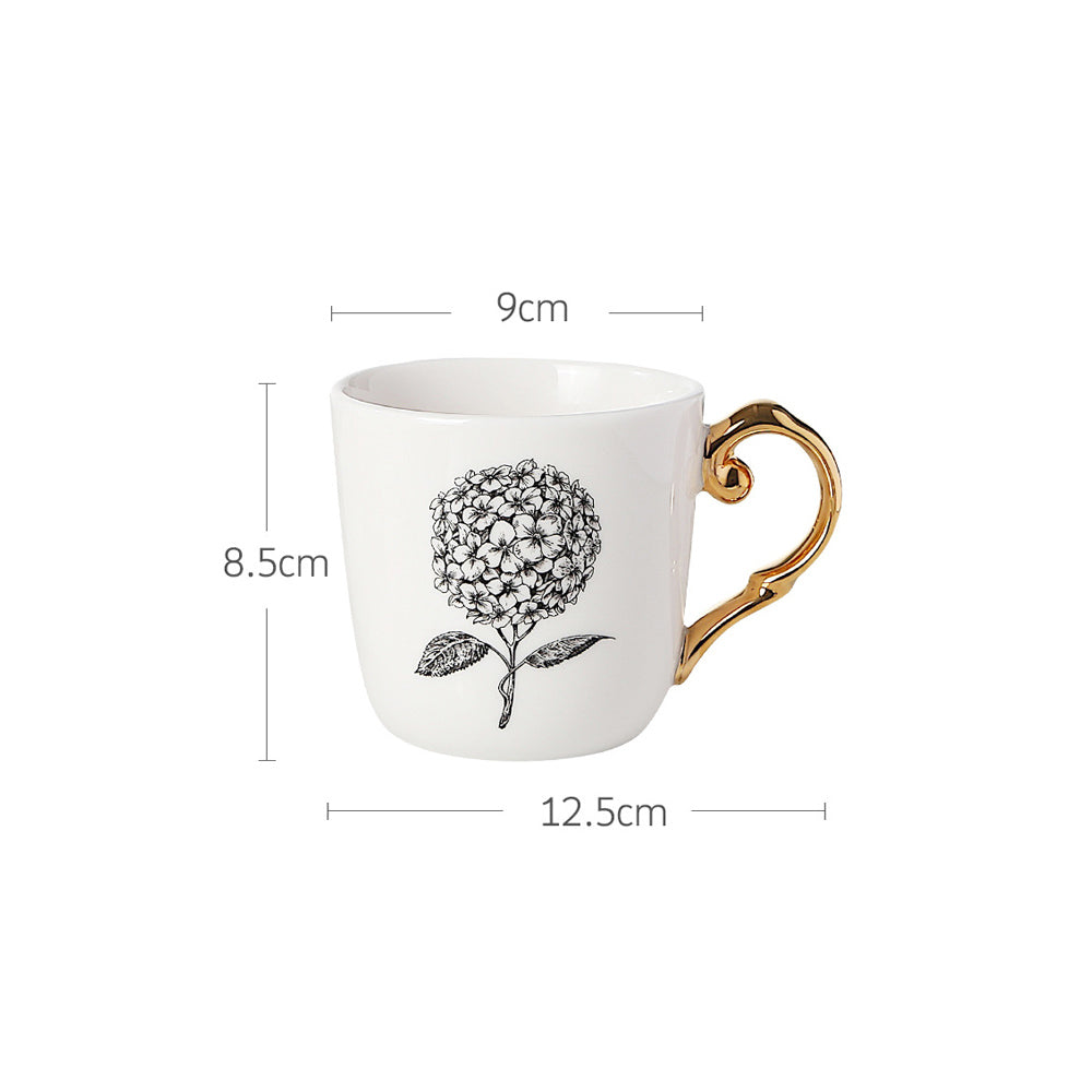 Flora Ceramic Mug White - Hydrangea