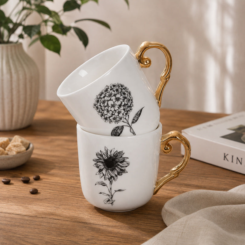 Flora Ceramic Mug White - Sunflower