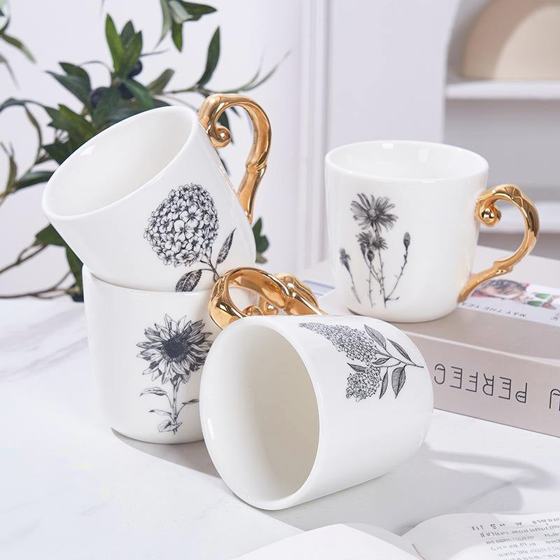 Flora Ceramic Mug White - Sunflower