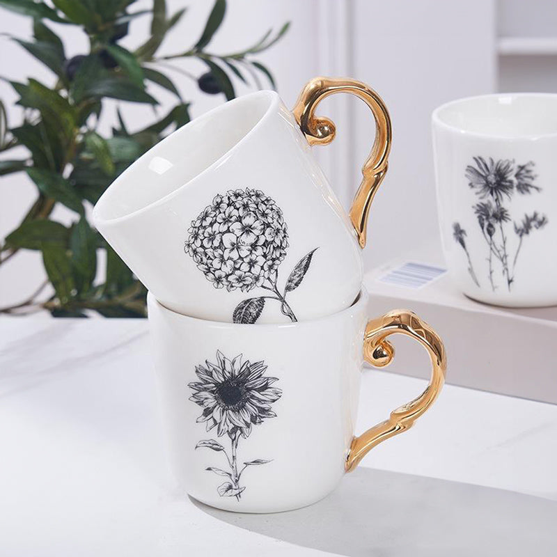 Flora Ceramic Mug White - Sunflower