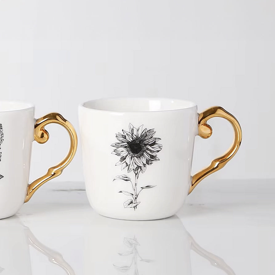 Flora Ceramic Mug White - Sunflower