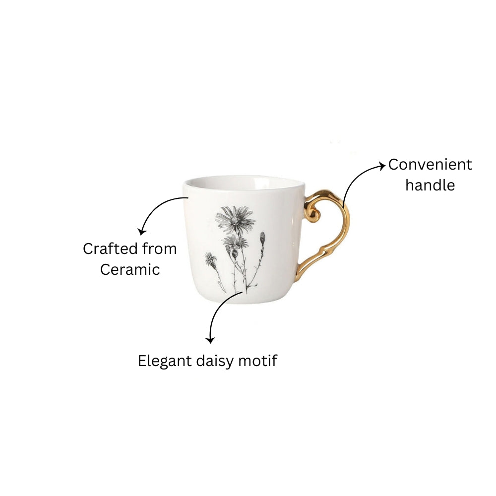 Flora Ceramic Mug White - Daisy