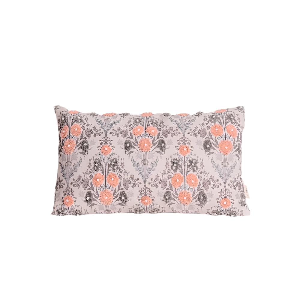 Flores Rectangular Embroidered Cushion Cover 50x30cm - Multicolor