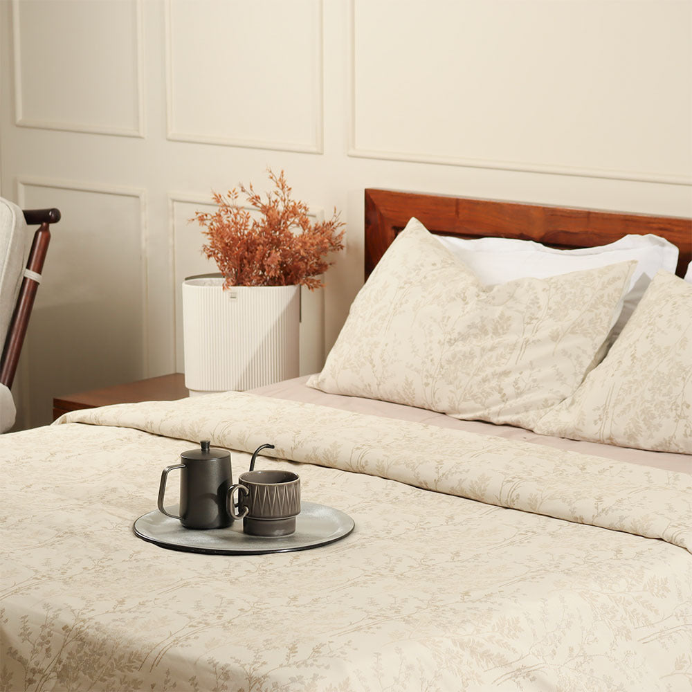 Floret Duvet Cover and Pillow Shams Set - Beige