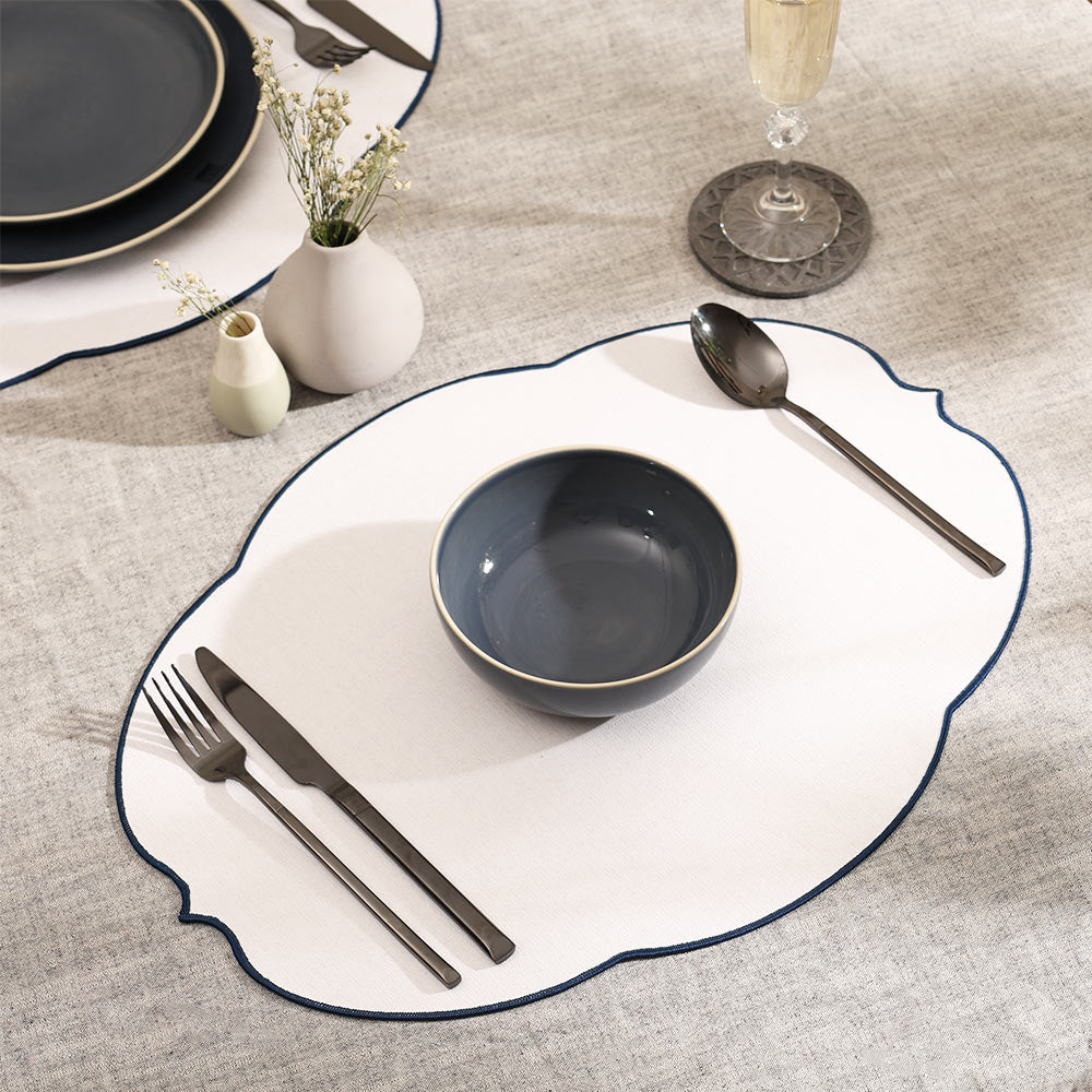 Floral Reversible Mats, Set of 6 - White