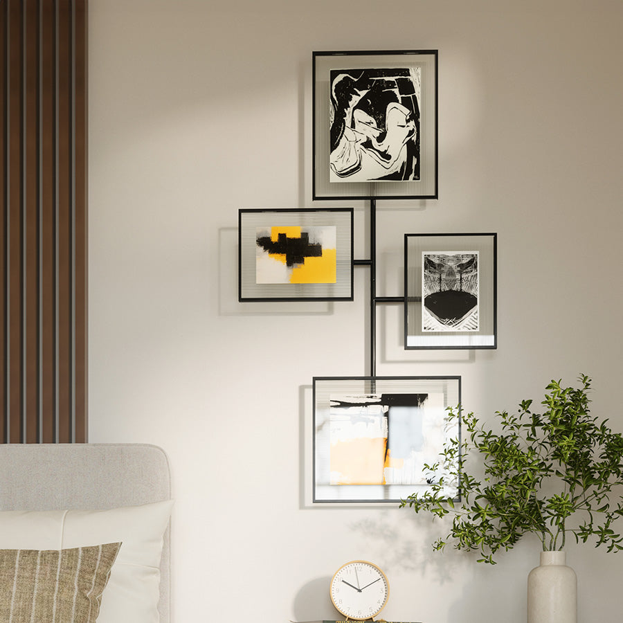 Flute Wall Picture Frames, Set of 4 - Black