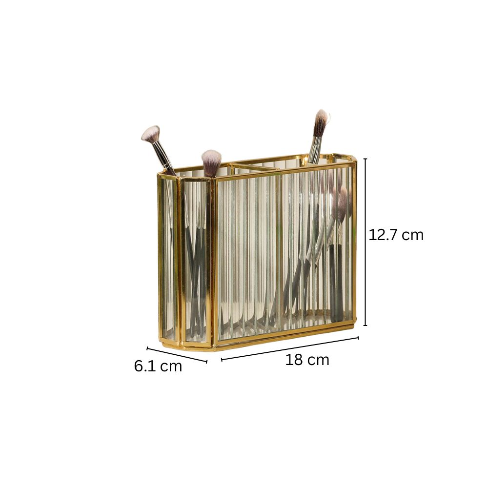 Fluted Glass Duo Organizer - Gold