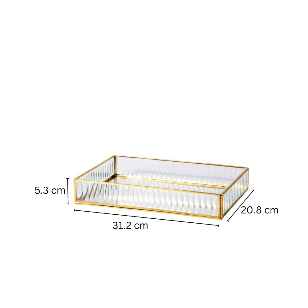 Fluted Glass Tray Large - Gold