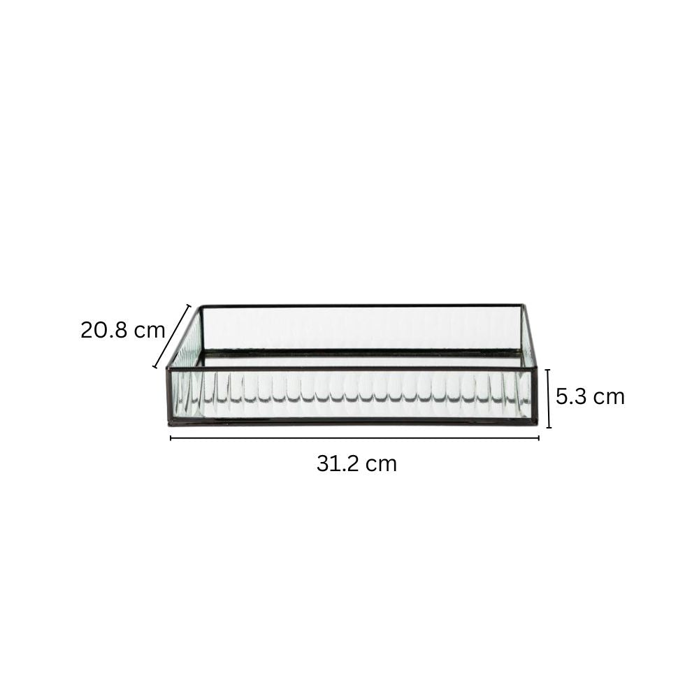 Fluted Glass Tray Large - Gunmetal