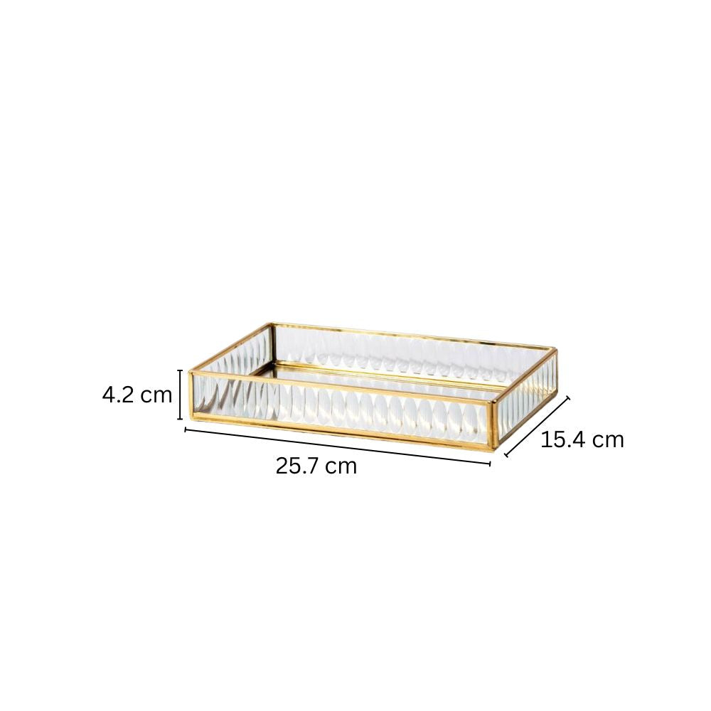 Fluted Glass Tray Medium - Gold