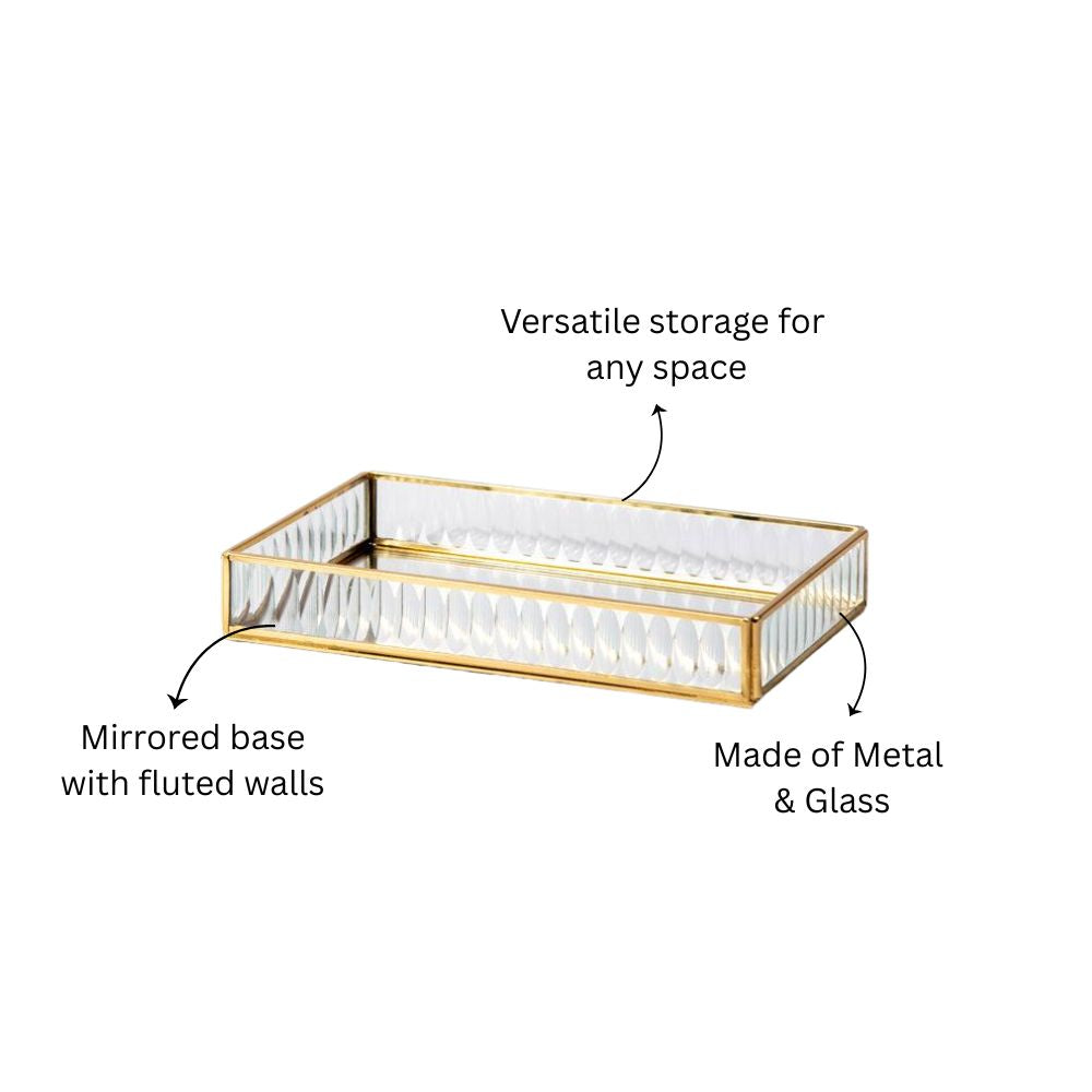 Fluted Glass Tray Medium - Gold