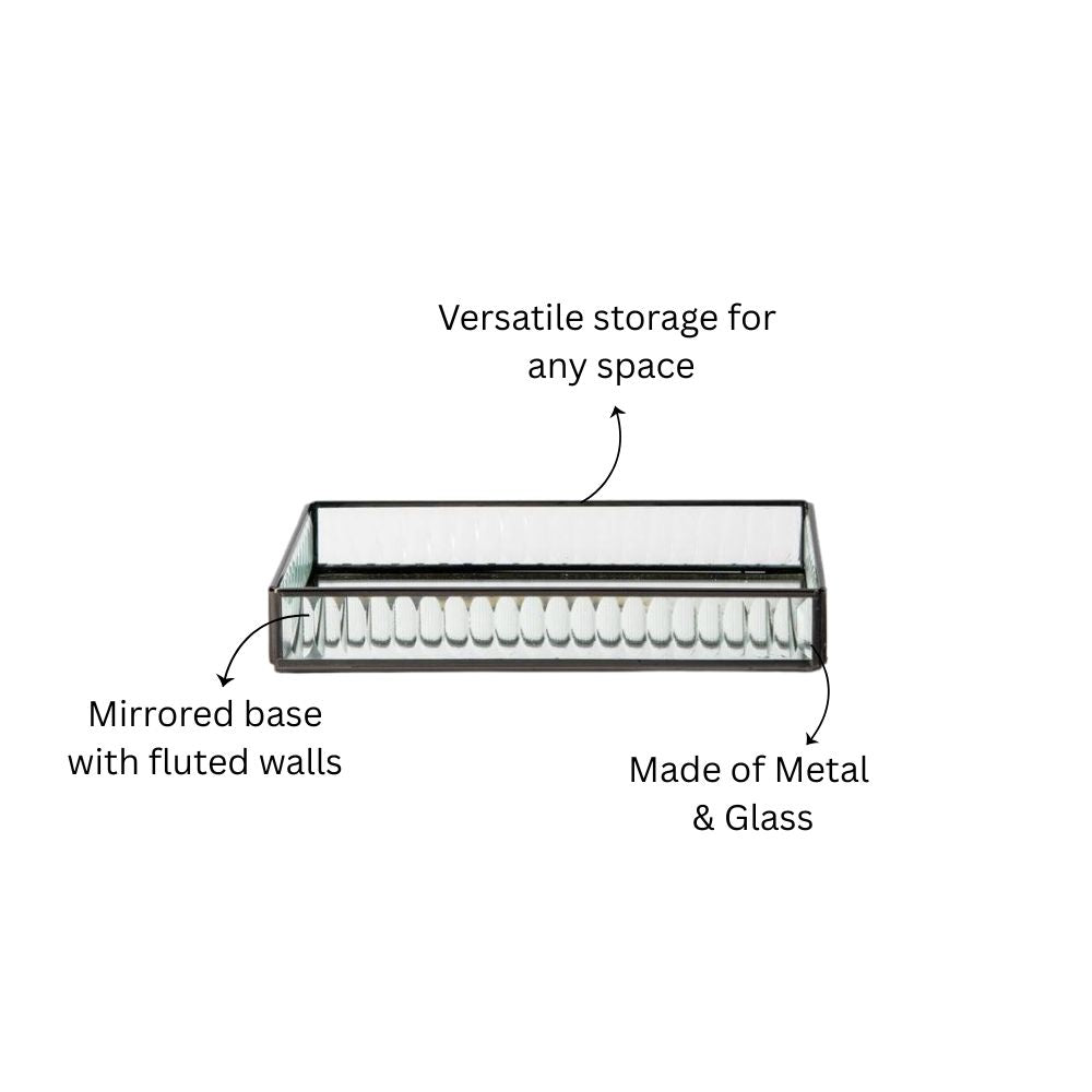 Fluted Glass Tray Medium - Gunmetal