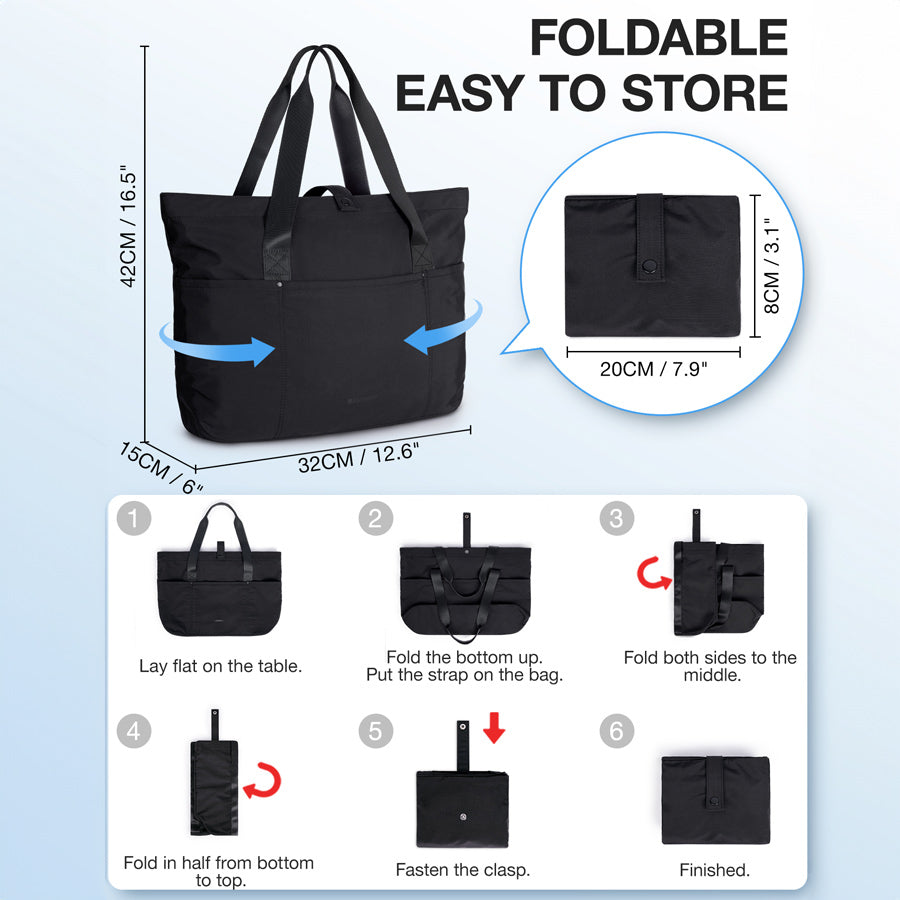 Vista Foldable Tote Bag - Black