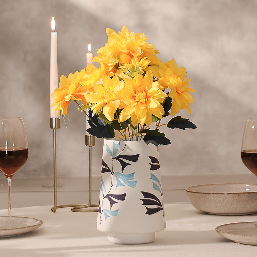 Formal Dahlias Faux Stem - Yellow