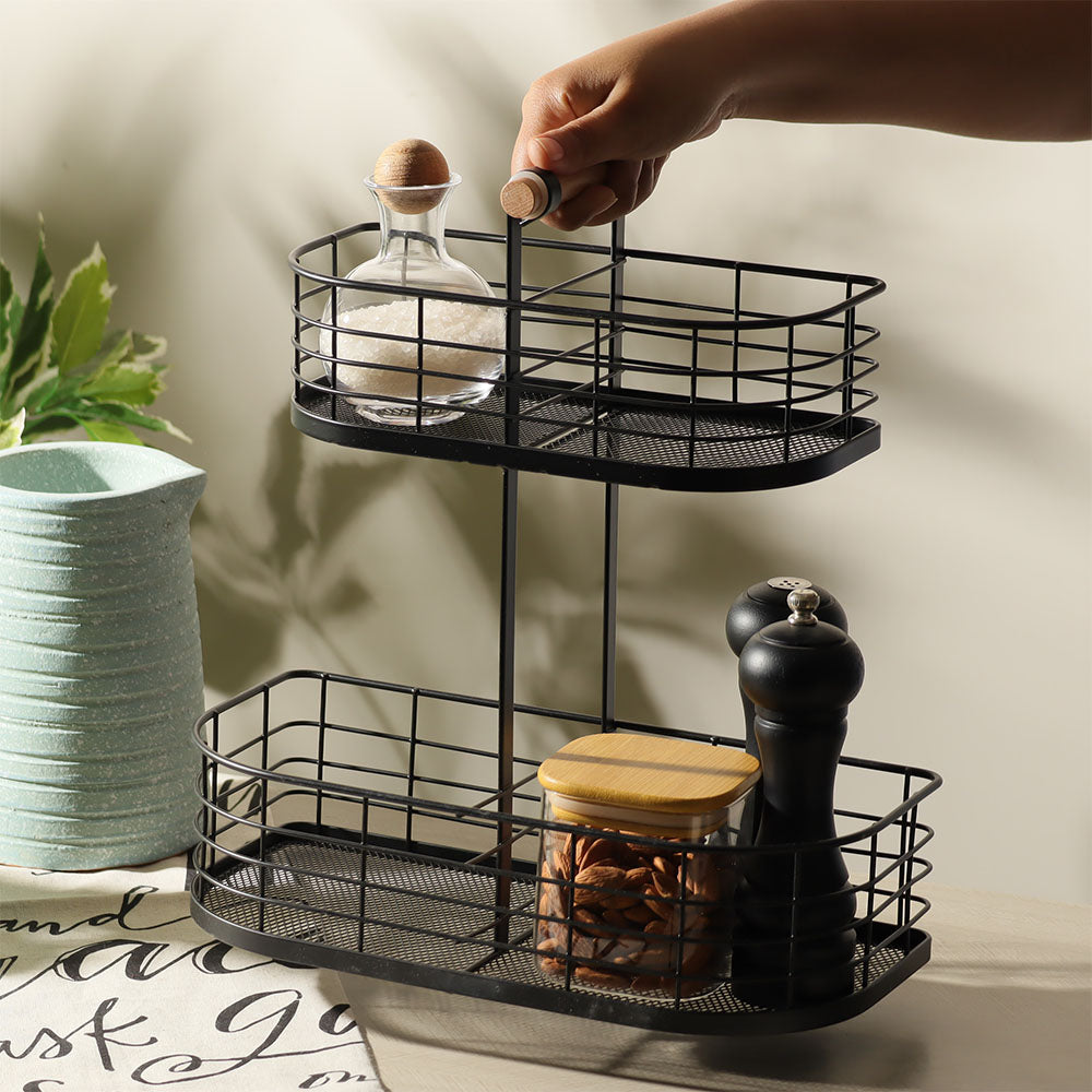 Frame 2-Tier Storage Basket - Black