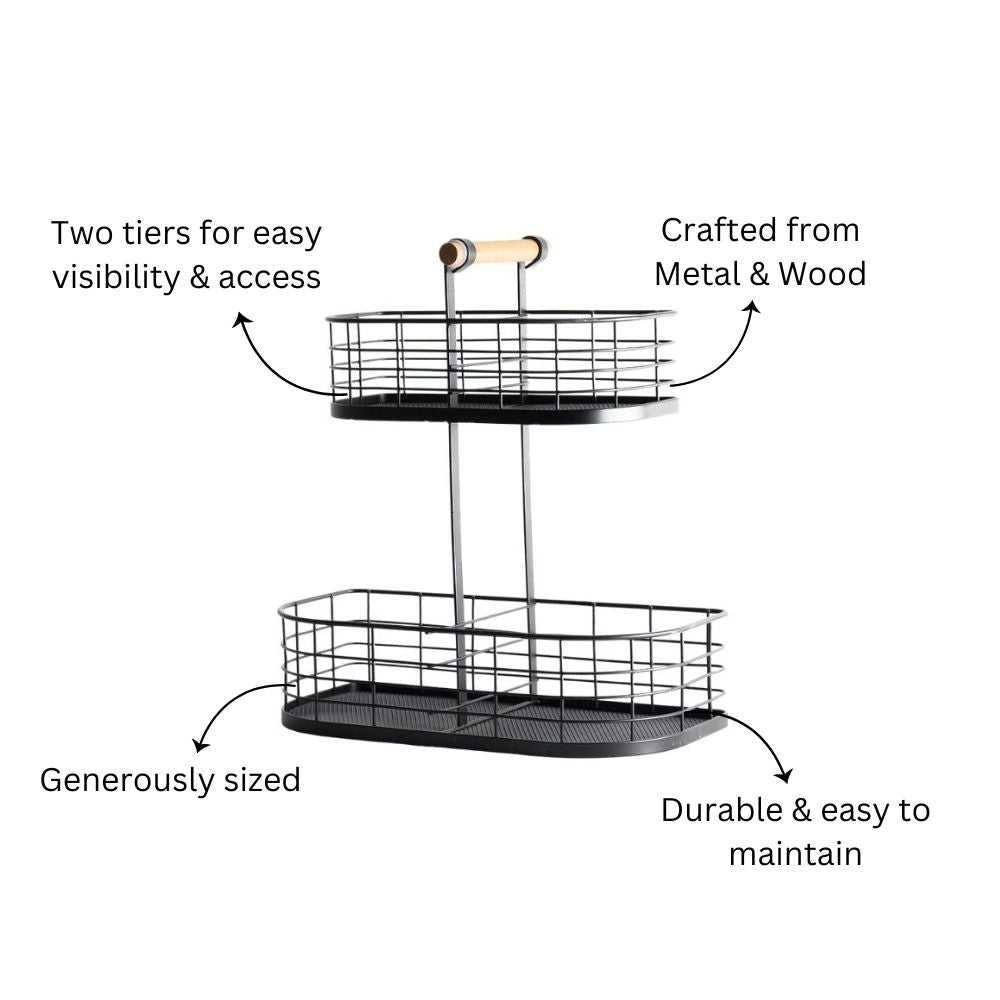 Frame 2-Tier Storage Basket - Black