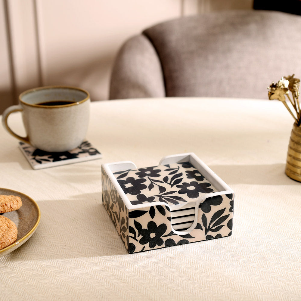 Francis Coasters, Set of 6 - Monochrome