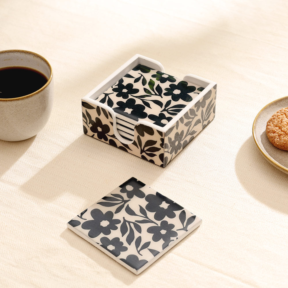 Francis Coasters, Set of 6 - Monochrome