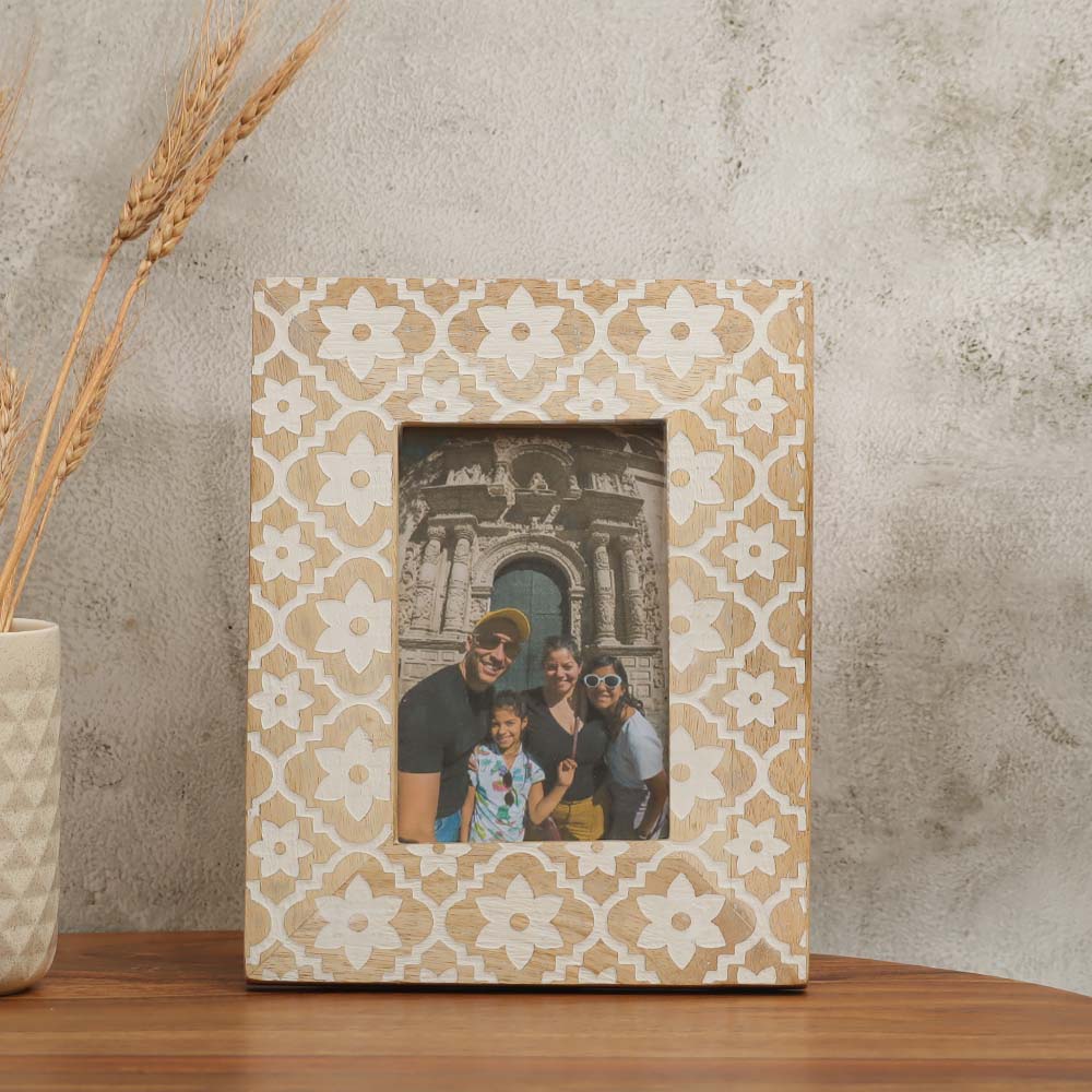 Frangipani Wooden Photo Frame Medium - Birch