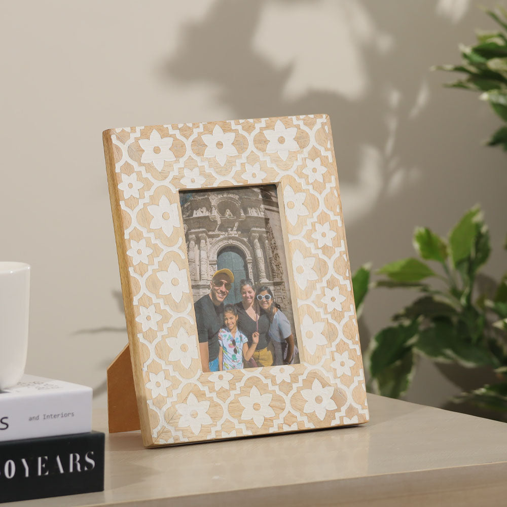 Frangipani Wooden Photo Frame Medium - Birch