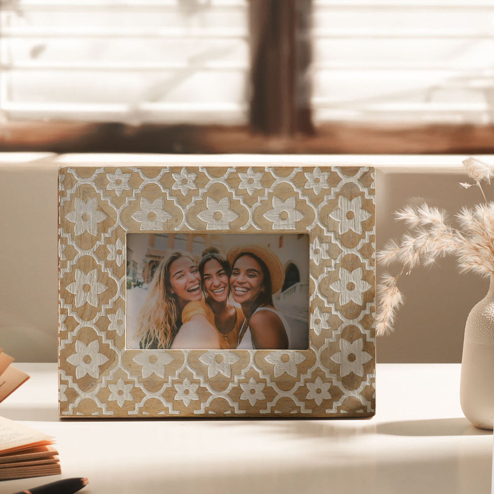 Frangipani Wooden Photo Frame Medium - Birch