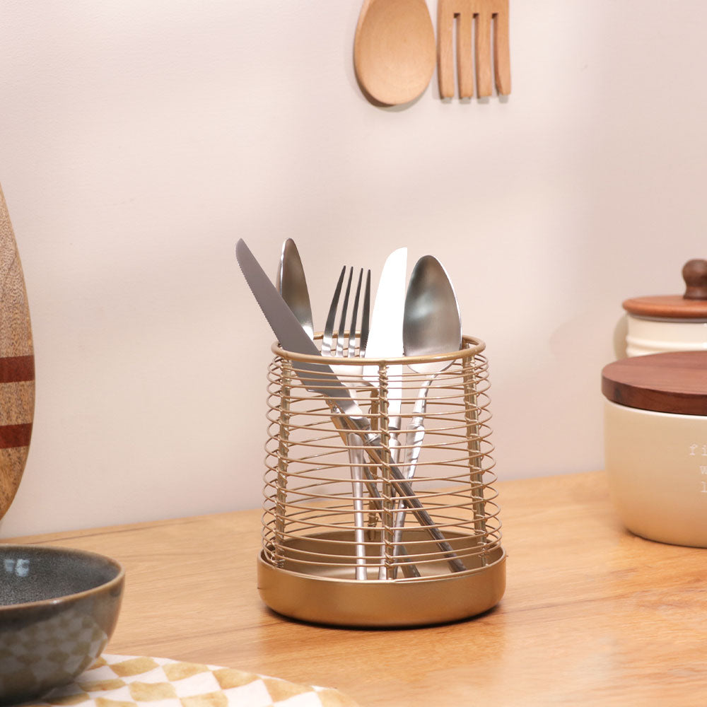 Fray Round Metal Organiser - Gold