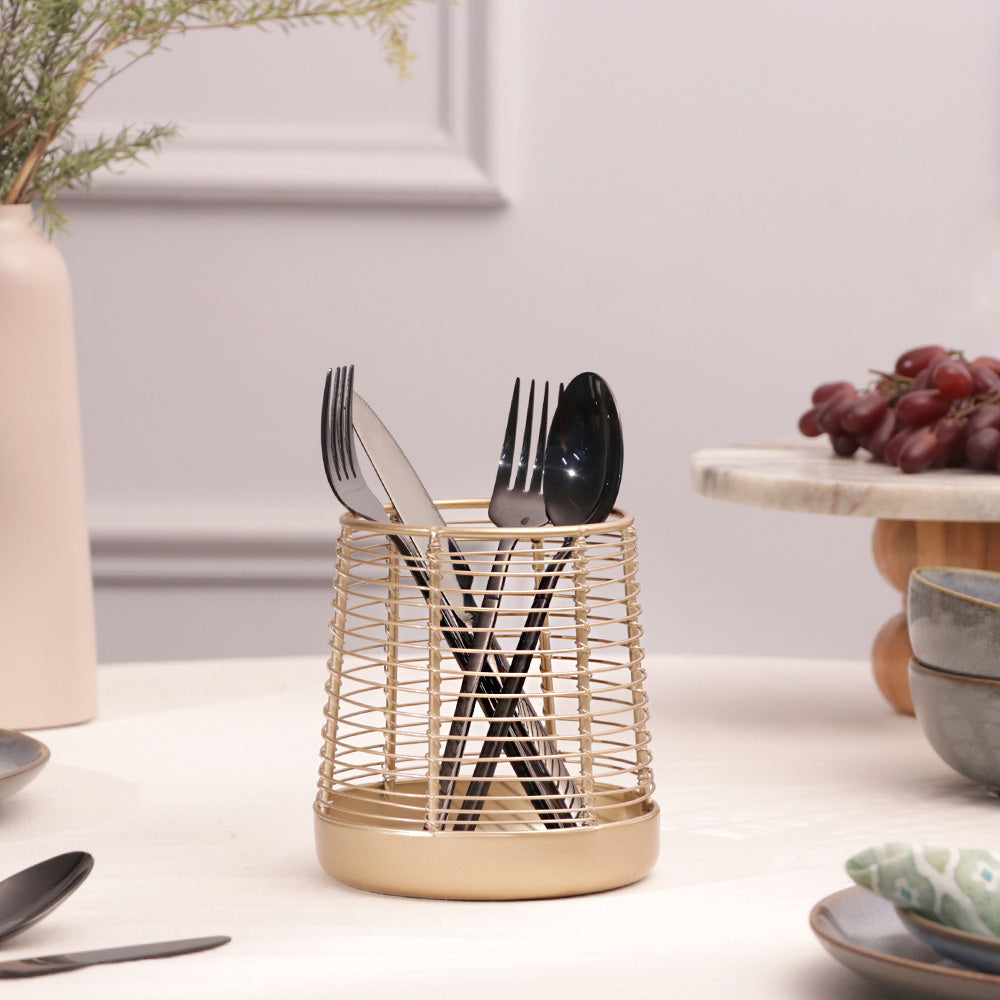 Fray Round Metal Organiser - Gold