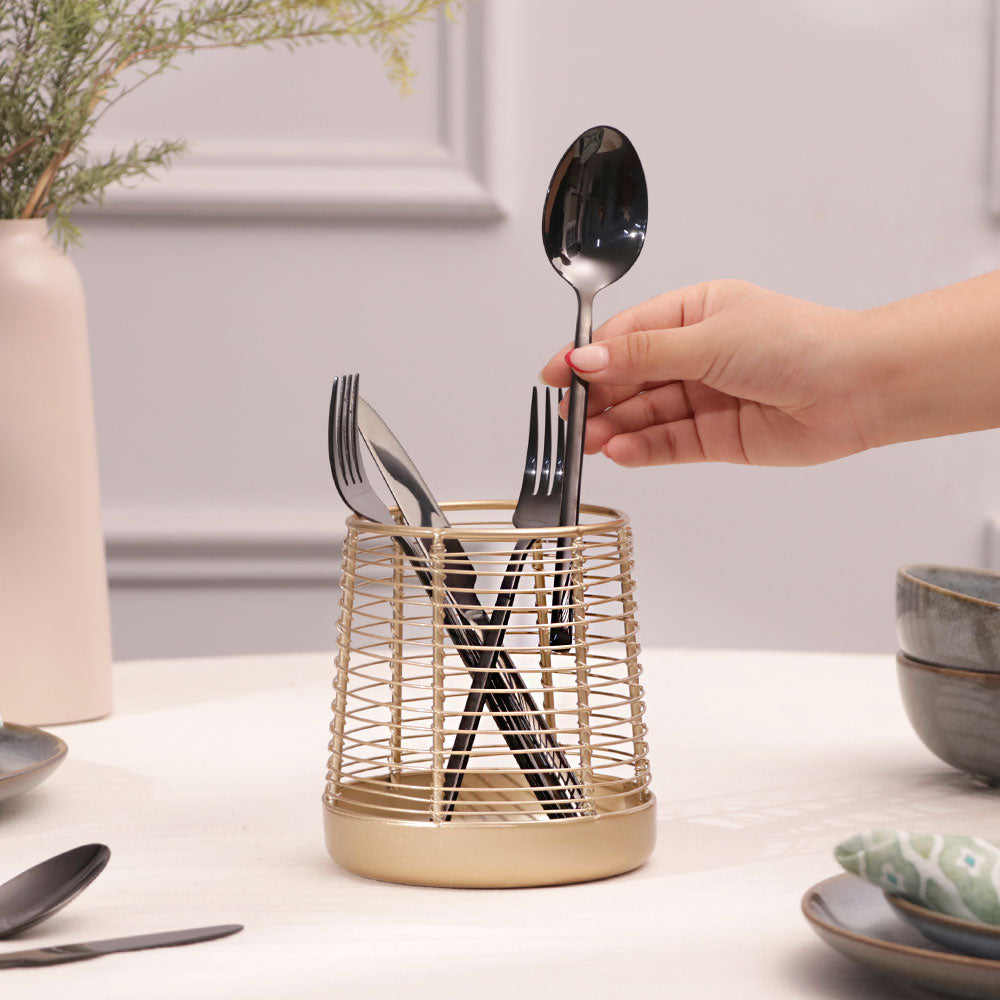 Fray Round Metal Organiser - Gold