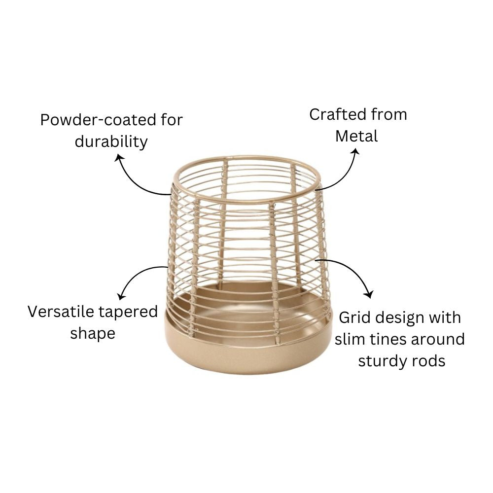 Fray Round Metal Organiser - Gold