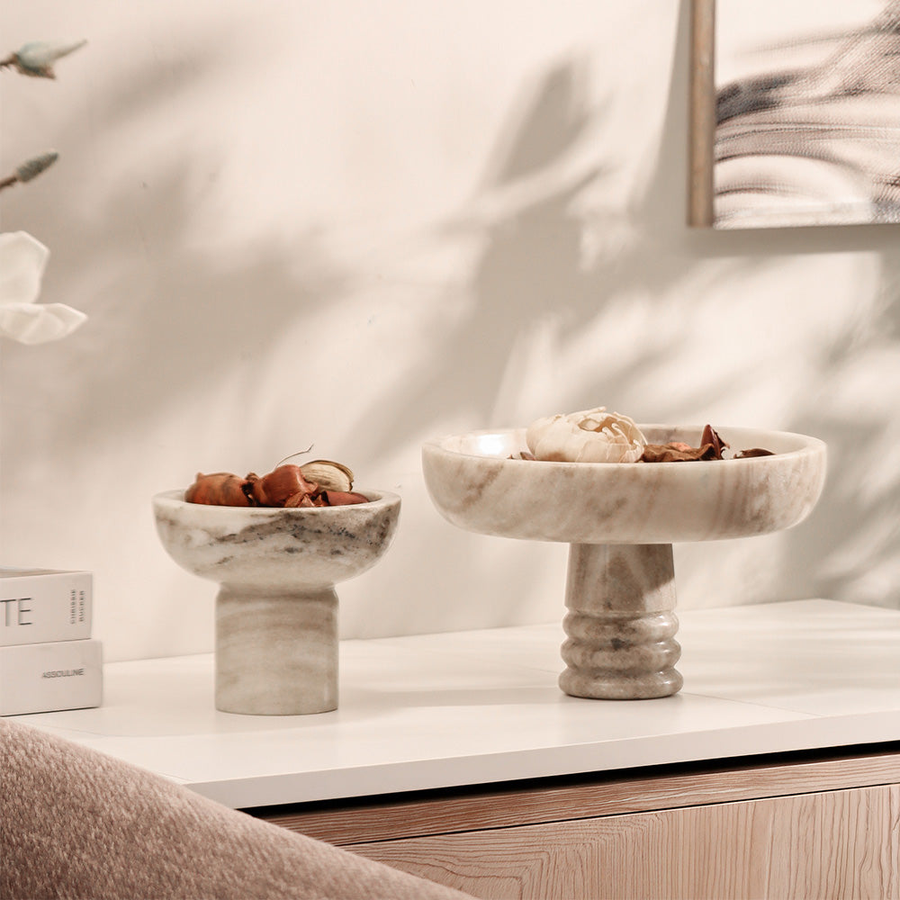 Doux Marble Elevated Bowl Small - Beige