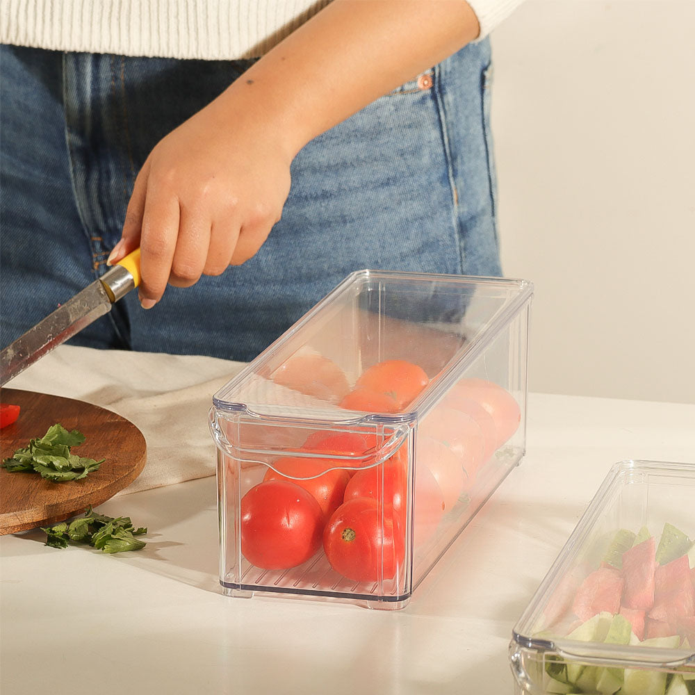 Fresco Deep Fridge Bin with Lid Deep - Clear