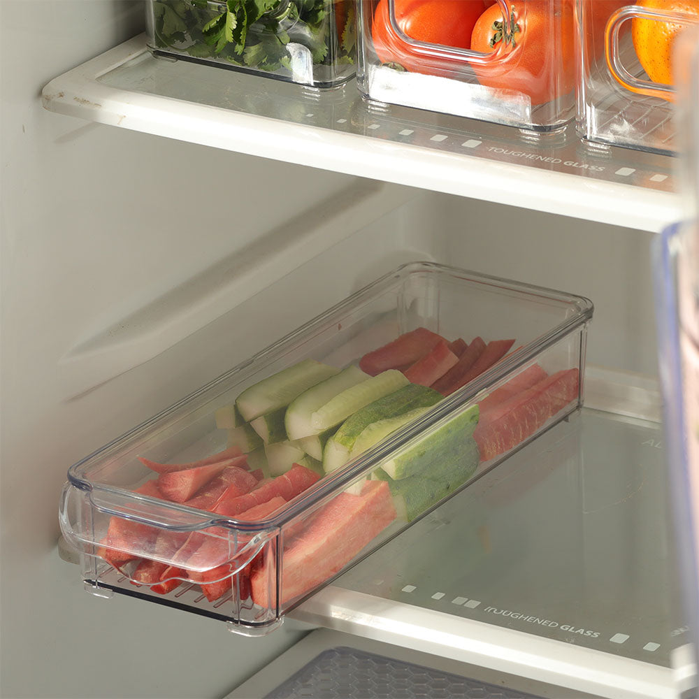 Fresco Fridge Bin with Lid Long - Clear