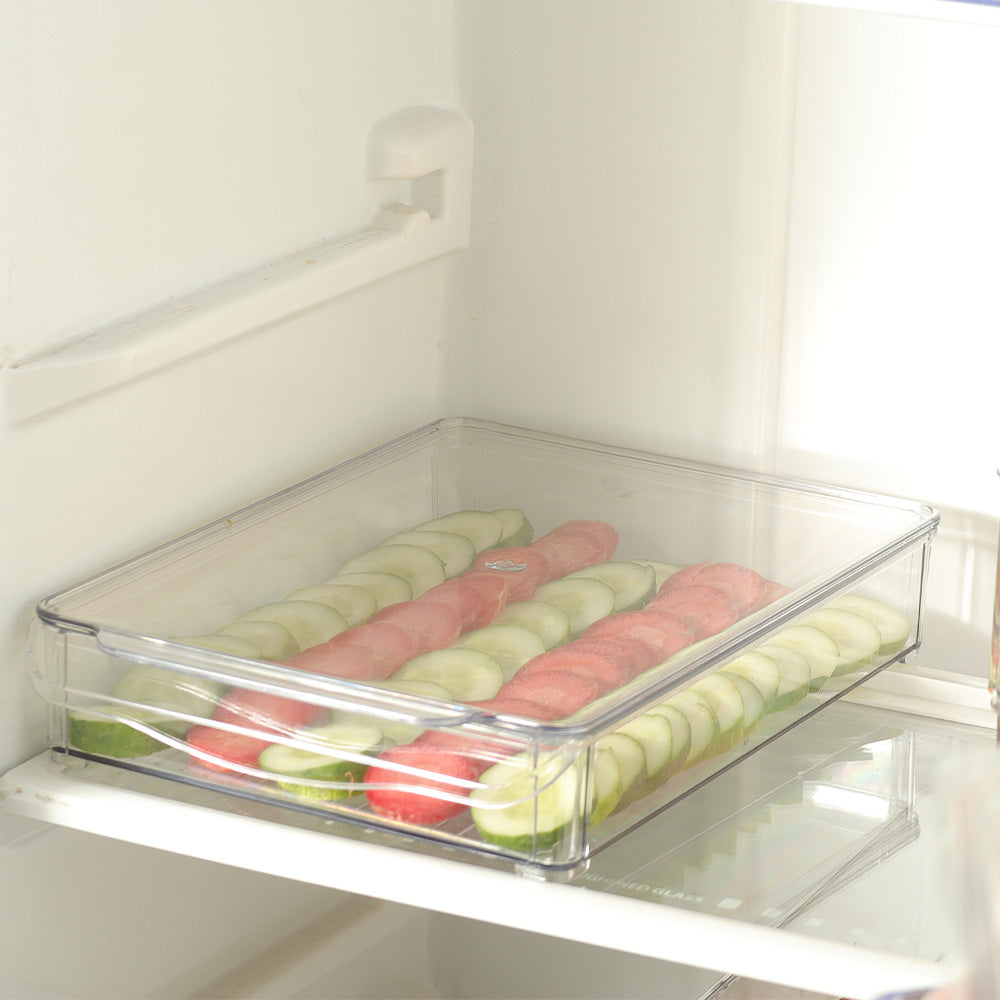 Fresco Fridge Tray with Lid Wide - Clear