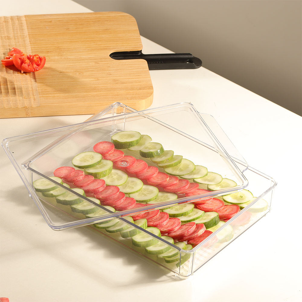 Fresco Fridge Tray with Lid Wide - Clear