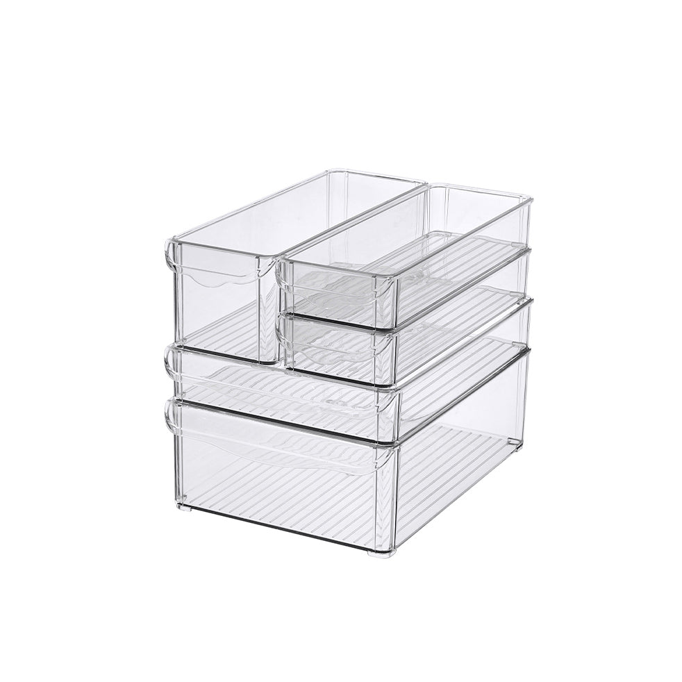 Fresco Stackable Bins, Set of 5 - Clear