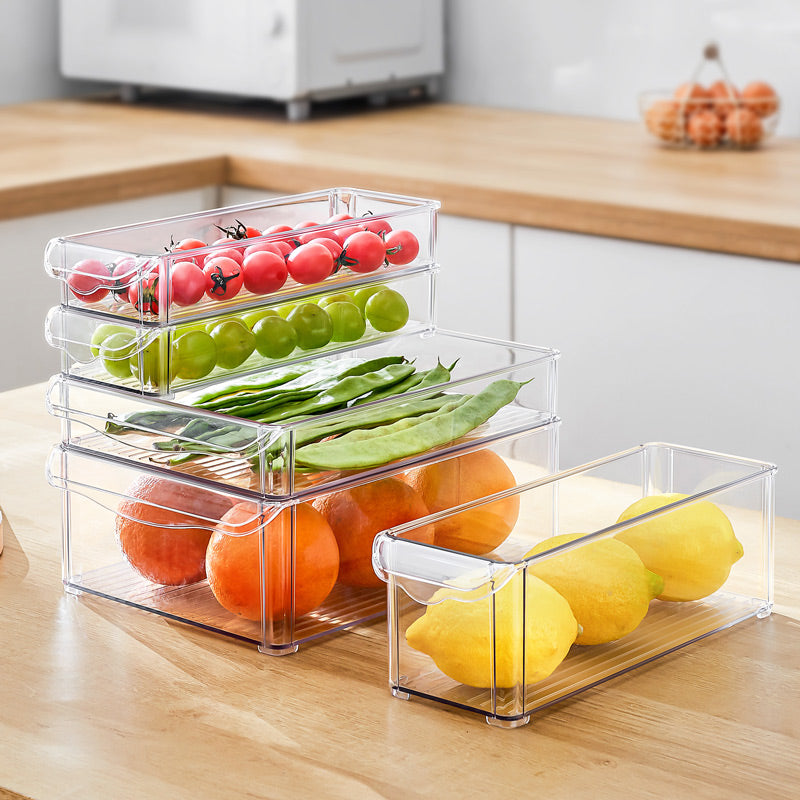 Fresco Stackable Bins, Set of 5 - Clear