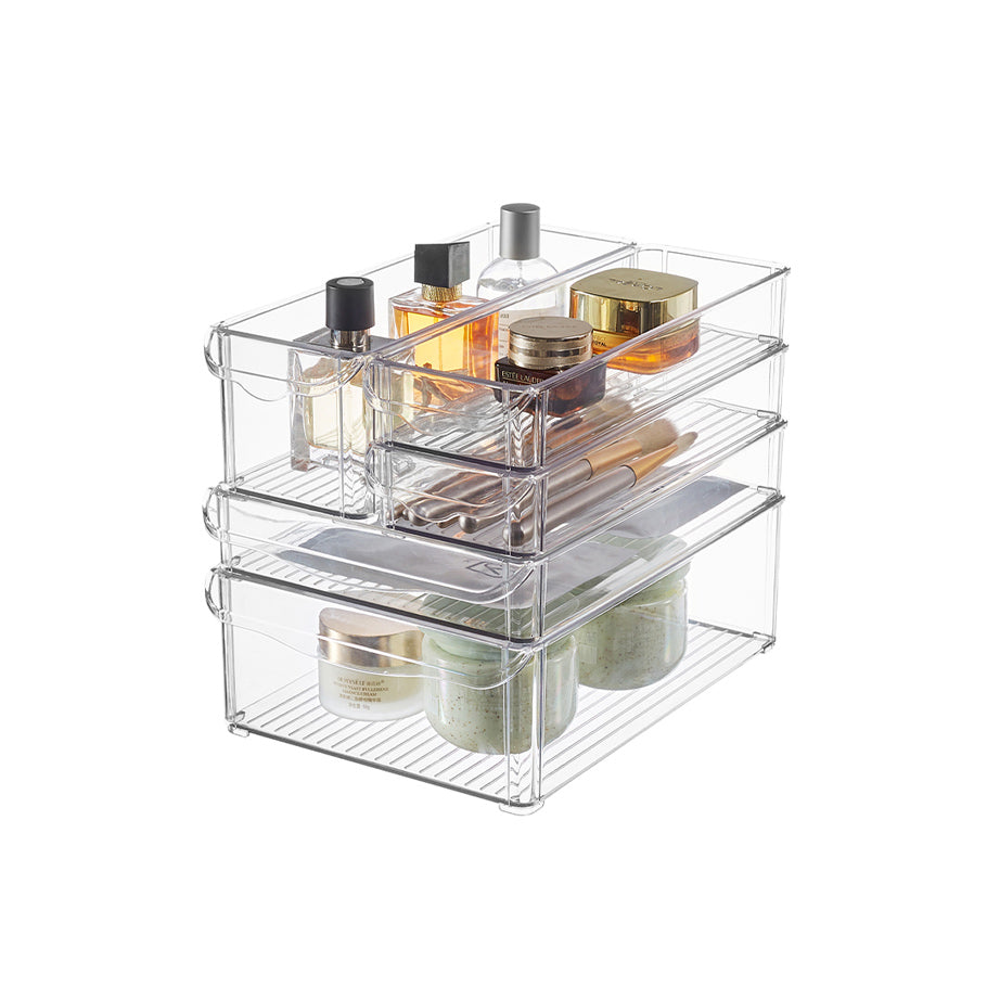 Fresco Stackable Bins, Set of 5 - Clear