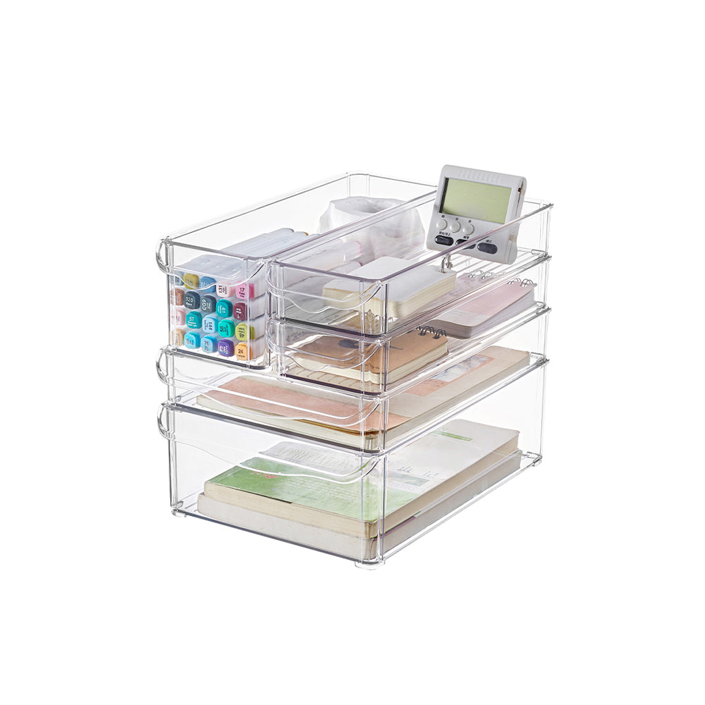 Fresco Stackable Bins, Set of 5 - Clear